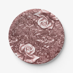Rosa Gold Flüssig Chrome Metallic Chic Glam Party Pappteller