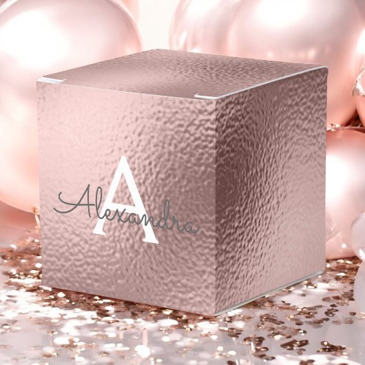 Rosa-Gold-Folie und Sparkle-Monogramm Geschenkschachtel