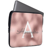 Rosa-Gold-Folie und Sparkle-Monogramm Laptopschutzhülle (Vorne Rechts)