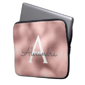 Rosa-Gold-Folie und Sparkle-Monogramm Laptopschutzhülle (Vorderseite Links)
