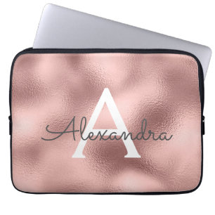 Rosa-Gold-Folie und Sparkle-Monogramm Laptopschutzhülle