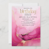 Rosa Gold Geburtstag Einladung (Vorderseite)