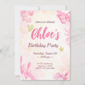 Rosa Gold Geburtstag Einladung (Vorderseite)