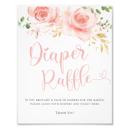 Rosa & Gold Girl Diaper Raffelzeichen Fotodruck (Vorne)