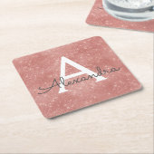 Rosa Gold Girly Sparkle Monogram Birthday Rechteckiger Pappuntersetzer (angewinkelt)