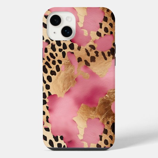 Rosa Gold Glam Leopard iPhone Hülle (Rückseite)