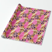 Rosa Gold Glam Leopard Print Geschenkpapier (Ungerollt)