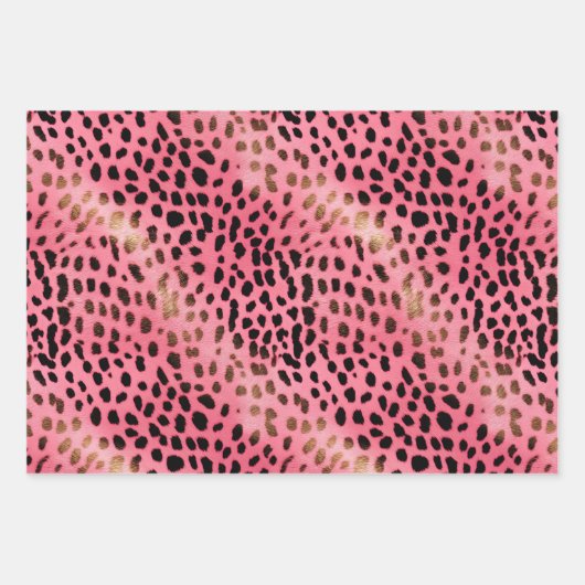 Rosa Gold Glam Leopard Print Geschenkpapier Set (Vorderseite 2)