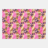 Rosa Gold Glam Leopard Print Geschenkpapier Set (Vorderseite)