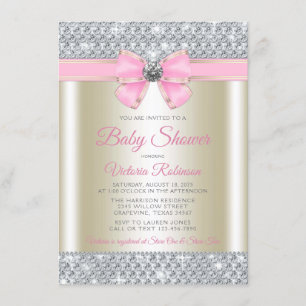 Rosa Gold Glamour Baby Mädchen Dusche Einladung