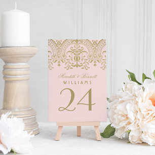 Rosa Gold Glamour Tischnummernkarte Einladung