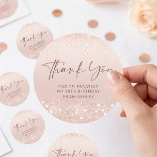 Rosa Gold Glitter 18. Geburtstag Runde Aufkleber