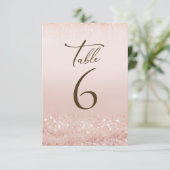 Rosa Gold Glitter 90. Geburtstag Tischnummern (Stehend Vorderseite)