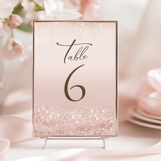 Rosa Gold Glitter 90. Geburtstag Tischnummern