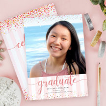 Rosa Gold Glitter-Abschlussfoto moderne Schrift