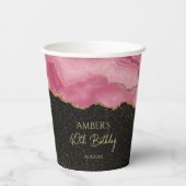 Rosa Gold Glitter Abstract Wasserfarbe Marmor Pappbecher (Rückseite)