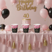 Rosa Gold Glitter Abstract Wasserfarbe Marmor Pappbecher