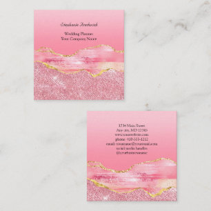 Rosa Gold Glitter Achat Trendiges Kleinunternehmen Quadratische Visitenkarte