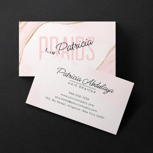 Rosa Gold Glitter Agat Haar Flechter Visitenkarte