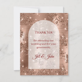 Rosa Gold Glitter-Bogen Hochzeit Danke-Karte Dankeskarte