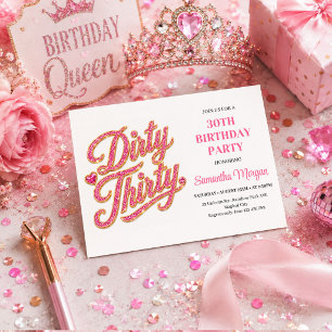 Rosa Gold Glitter Dirty Thirty 30. Geburtstag Einladung