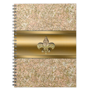 Rosa & Gold Glitter-Fleur-de-Lis-Party Notizblock