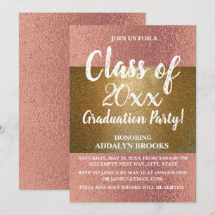 Rosa Gold Glitter-Foto-Abschlussfeier-Einladung Einladung
