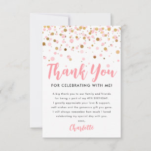 Rosa Gold Glitter Funkeln Konfetti Geburtstag Dankeskarte