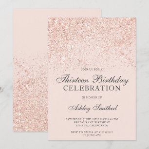 Rosa Gold Glitter Funken Rouge dreizehn Einladung