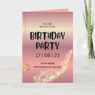 Rosa Gold Glitter Geburtstag Konfetti Karte