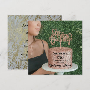 Rosa Gold Glitter Geburtstagstorte 50. Geburtstag Save The Date