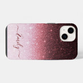 Rosa Gold Glitter Gradient iPhone Hülle (Rückseite (Horizontal))