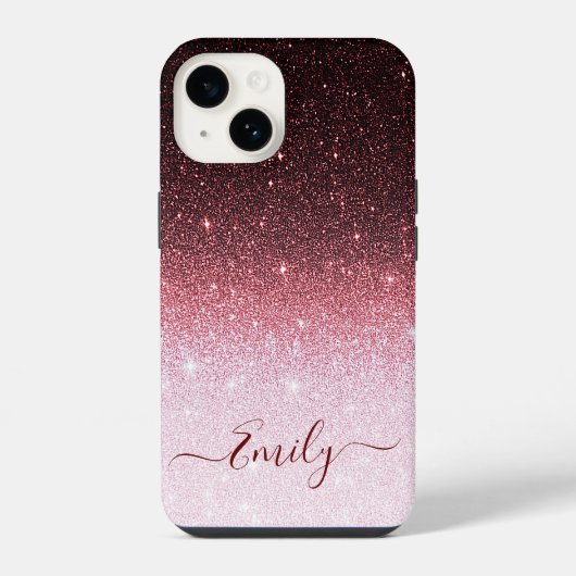 Rosa Gold Glitter Gradient iPhone Hülle (Rückseite)