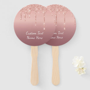 Rosa Gold Glitter Handfächer Personalisierter Text