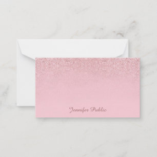 Rosa Gold Glitter-Handschrift Elegantes Template Mitteilungskarte