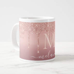 Rosa Gold Glitter Kaffeetasse Dein Name und Buchst Jumbo-Tasse