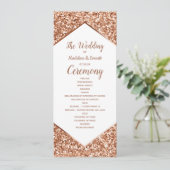 Rosa Gold Glitter Konfetti Glam Hochzeitsprogramm Programm (Stehend Vorderseite)