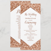 Rosa Gold Glitter Konfetti Glam Hochzeitsprogramm Programm (Vorne/Hinten)
