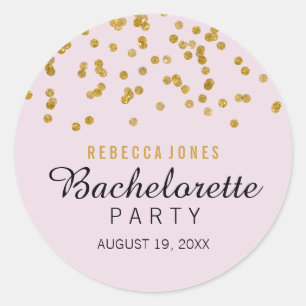 Rosa Gold Glitter Konfetti Junggesellinnenabschied Runder Aufkleber