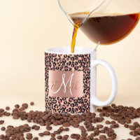 Rosa Gold Glitter Leopard Monogram Spaß