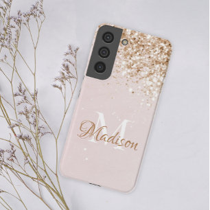 Rosa Gold Glitter Mädchen Schön Anfangsname Samsung Galaxy Hülle