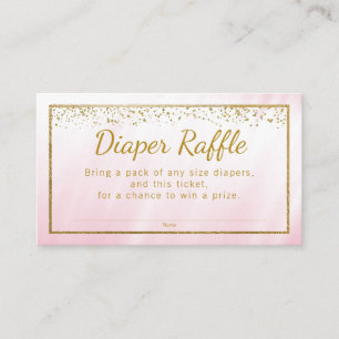 Rosa Gold Glitter Mädchen Windel-Raffle-Tickets Begleitkarte
