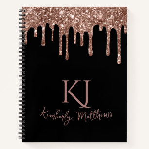 Rosa Gold Glitter Monogramm Anfangsbuchstaben auf  Notizblock