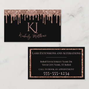 Rosa Gold Glitter Monogramm Anfangsbuchstaben auf Visitenkarte