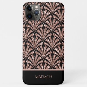 Rosa Gold Glitter Monogramm Art Deco Muster Case-Mate iPhone Hülle