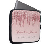 Rosa-Gold-Glitter-Monogramm Laptopschutzhülle (Vorne Rechts)