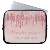 Rosa-Gold-Glitter-Monogramm Laptopschutzhülle (Vorderseite)