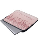Rosa-Gold-Glitter-Monogramm Laptopschutzhülle (Vorne Knopf)