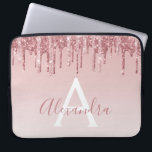 Rosa-Gold-Glitter-Monogramm Laptopschutzhülle<br><div class="desc">Blush Pink - Rose Gold Imitat Dripping Glitzer und sparkle elegante Monogram Girly Niedlich Laptop Computer Case oder Sleeve. Dieser Fall kann so angepasst werden,  dass er den Namen Ihres Signaturskripts enthält.</div>