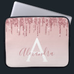Rosa-Gold-Glitter-Monogramm Laptopschutzhülle<br><div class="desc">Blush Pink - Rose Gold Imitat Dripping Glitzer und sparkle elegante Monogram Girly Niedlich Laptop Computer Case oder Sleeve. Dieser Fall kann so angepasst werden,  dass er den Namen Ihres Signaturskripts enthält.</div>